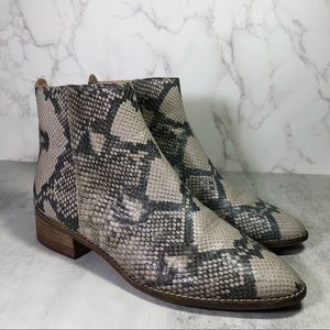 Lucky Brand Letrica Snake Print Leather Zippered Chelsea Boots 7.5 (AE) MSRP$139